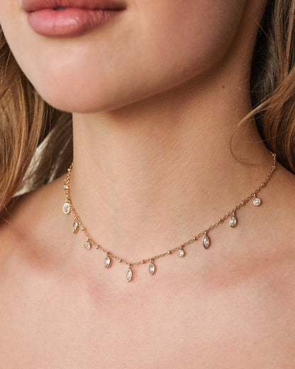 Bezel Crystal Charm Choker