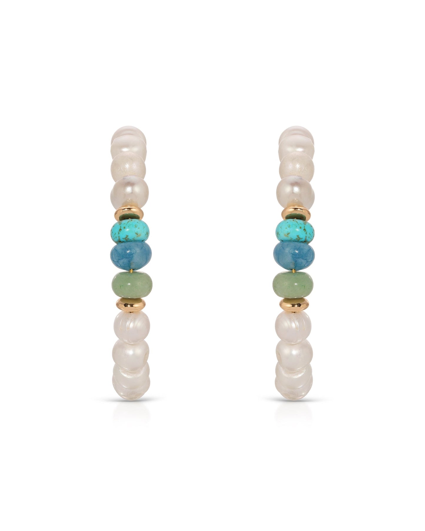 Beach Day Pearl and Gemstone Hoop Earrings