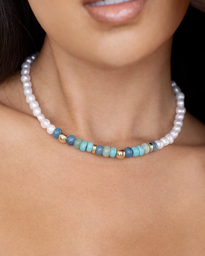 Beach Day Pearl and Gemstone Necklace