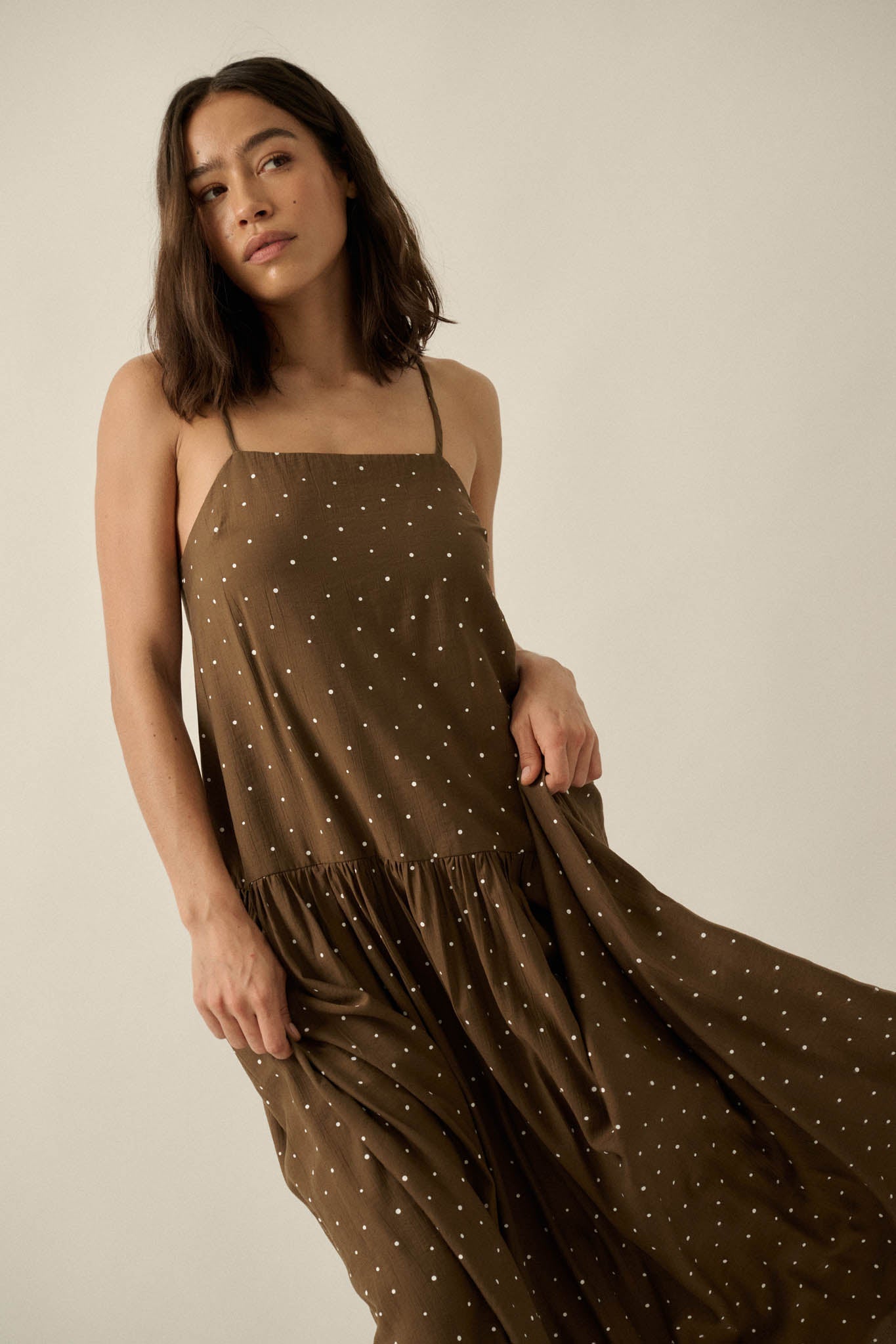 Sweet Spot Polka Dot Drop-Waist Cami Maxi Dress