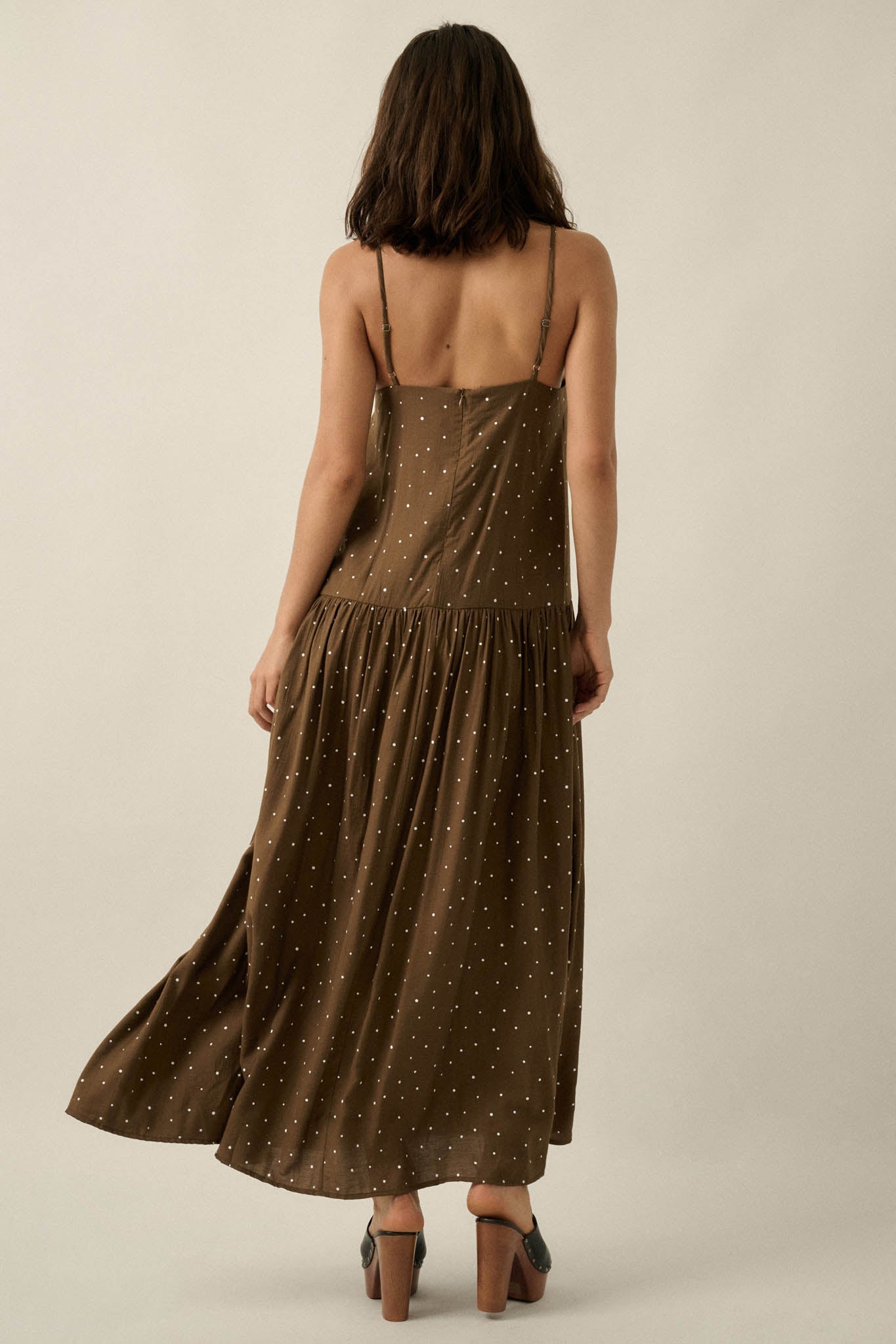 Sweet Spot Polka Dot Drop-Waist Cami Maxi Dress