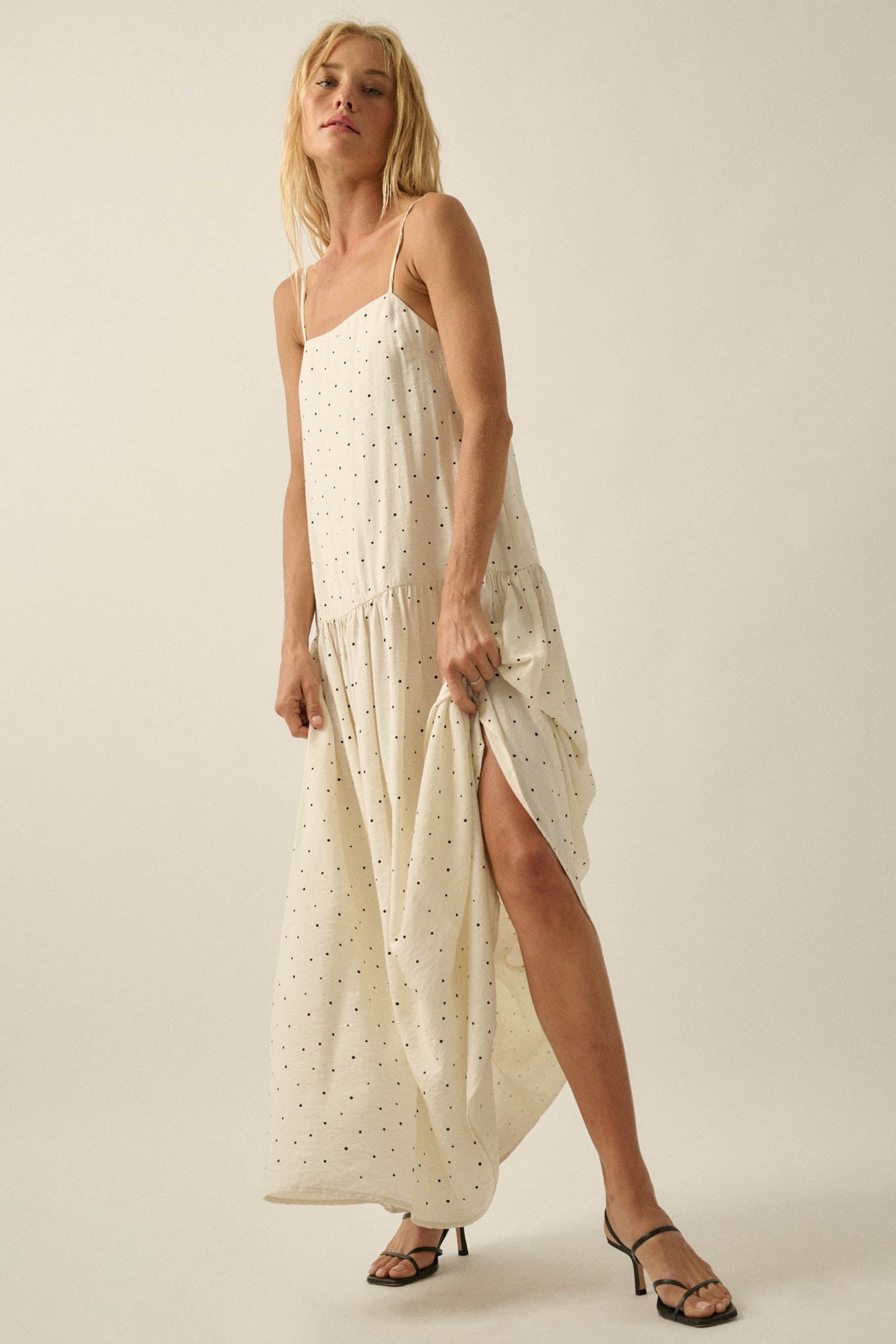 Sweet Spot Polka Dot Drop-Waist Cami Maxi Dress