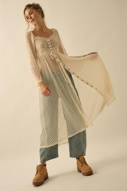 Wishful Dreaming Sheer Lace Layering Midi Dress