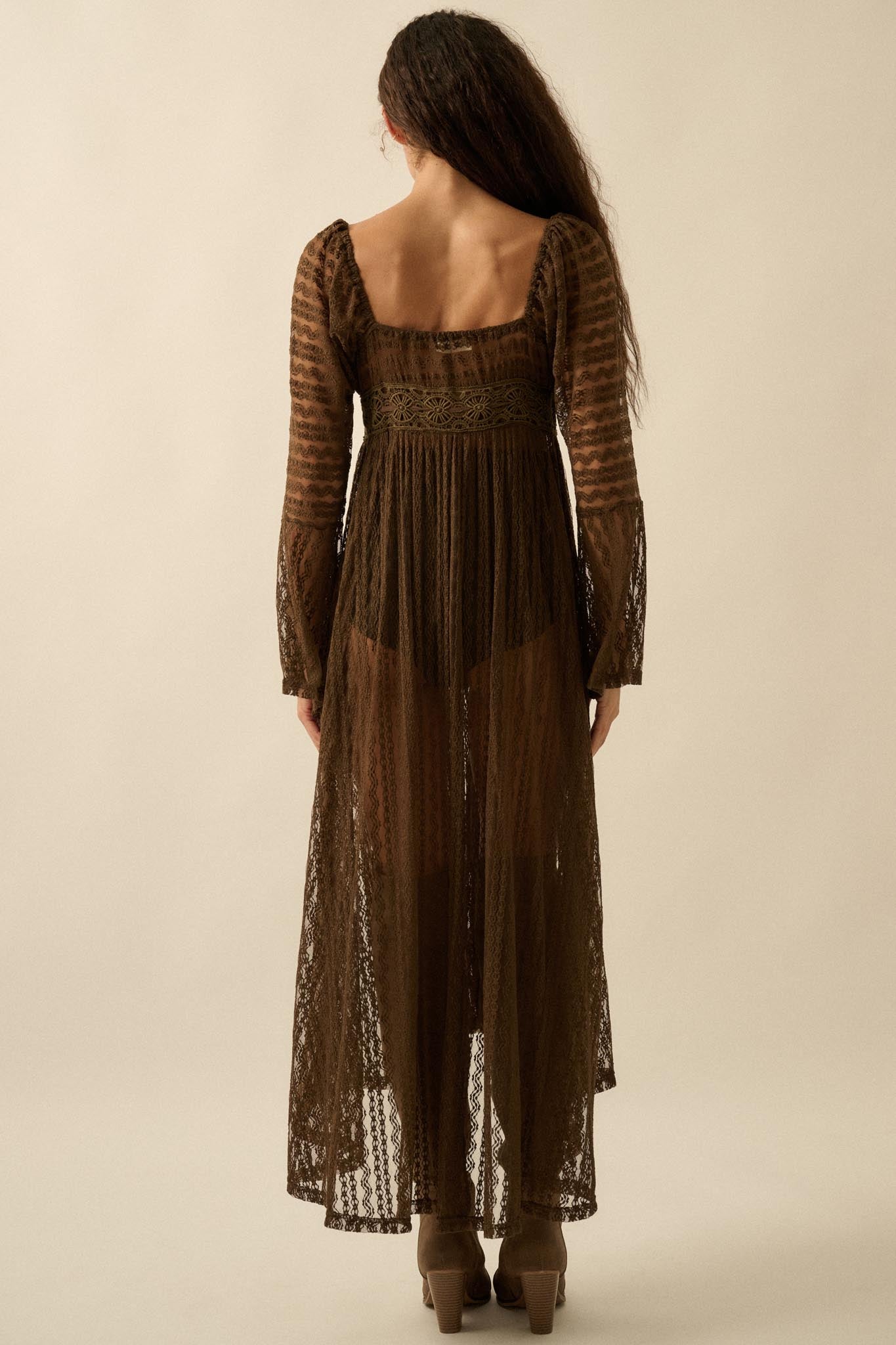 Wishful Dreaming Sheer Lace Layering Midi Dress