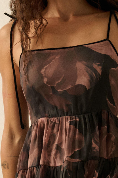 Decadent Blooms Floral Organza Midi Dress