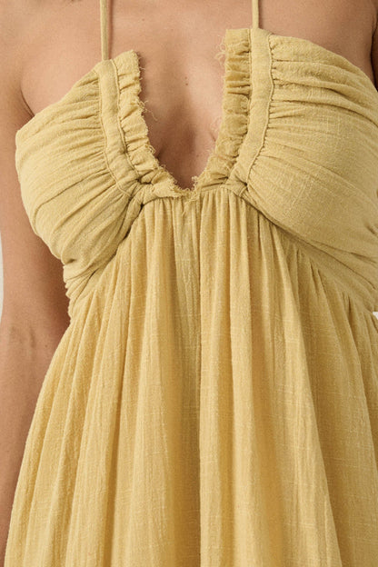 Forever Free Cotton Gauze Tie-Back Halter Maxi Dress