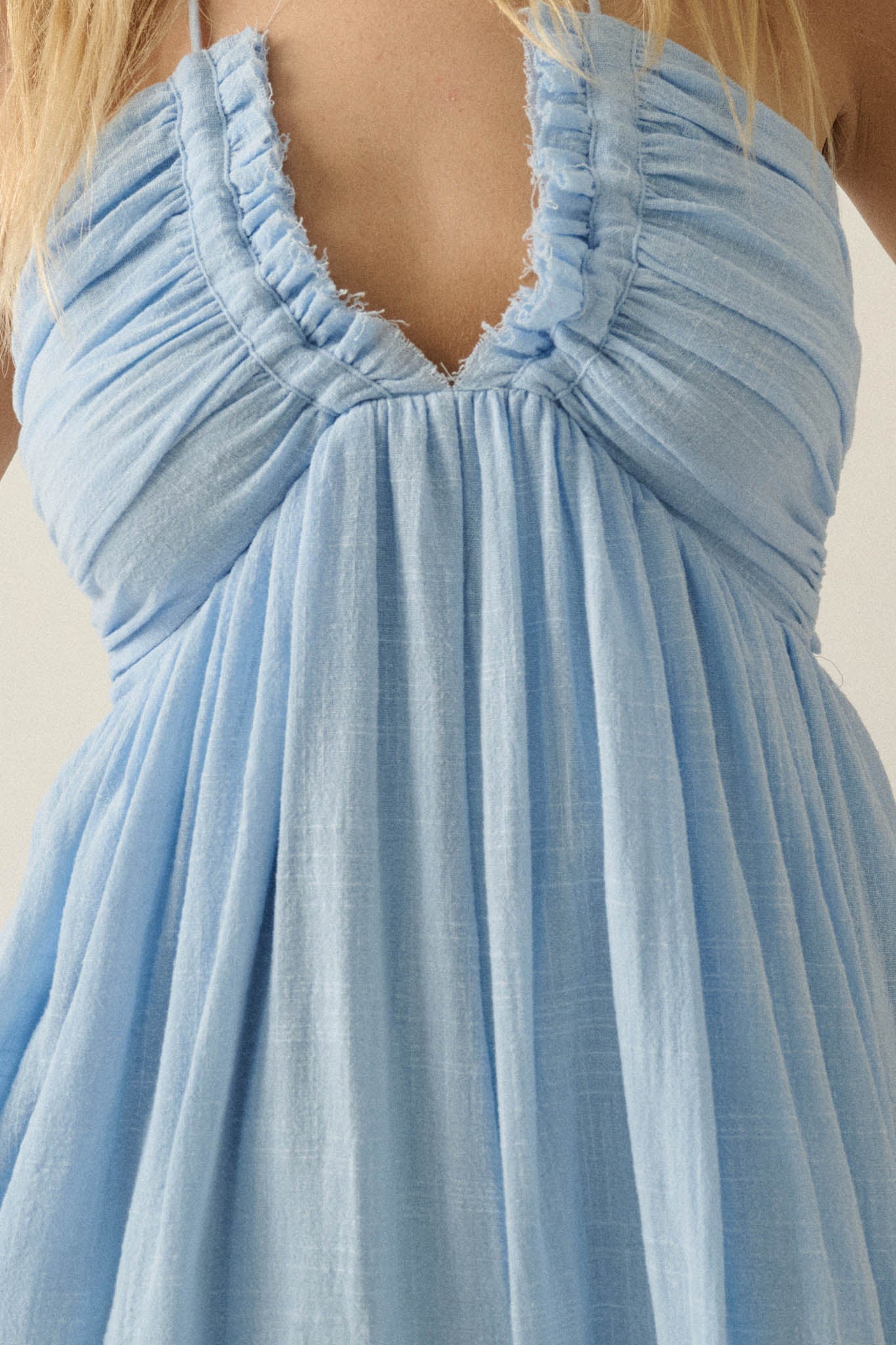 Forever Free Cotton Gauze Tie-Back Halter Maxi Dress
