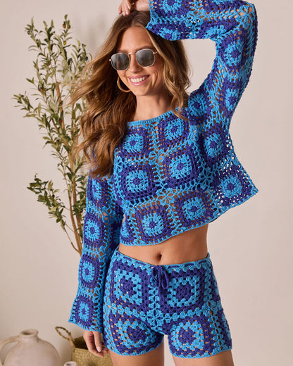 Clio Geometric Crochet Cover Up Shorts