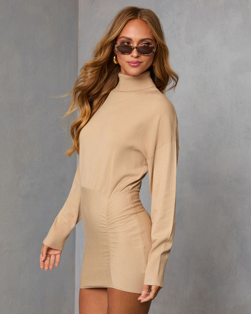 Campfire Cocoa Turtleneck Mini Sweater  Dress