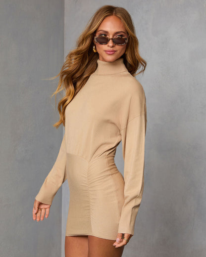 Campfire Cocoa Turtleneck Mini Sweater  Dress