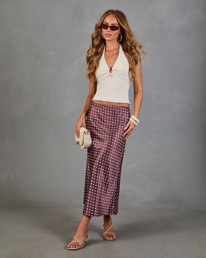 Alirah Satin Polka Dot Midi Skirt