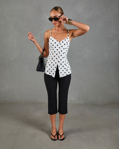 Dottie Chic Polka Dot Linen Blend Tank Top