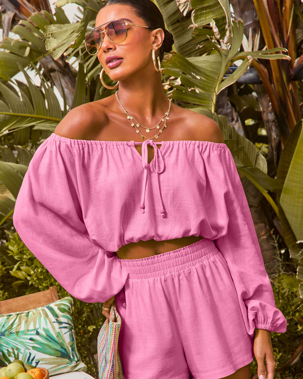 Elysia Off The Shoulder Long Sleeve Crop Top