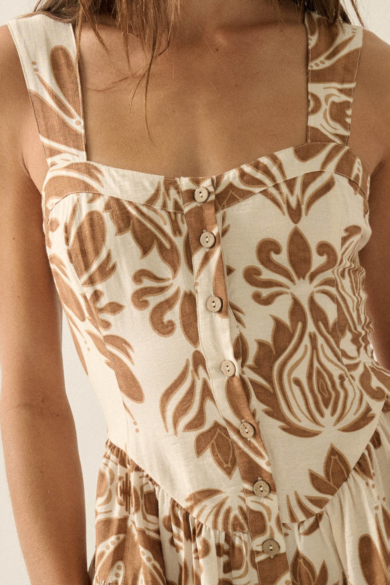 Sumptuous Beauty Ornate-Print Tiered Ruffle Romper