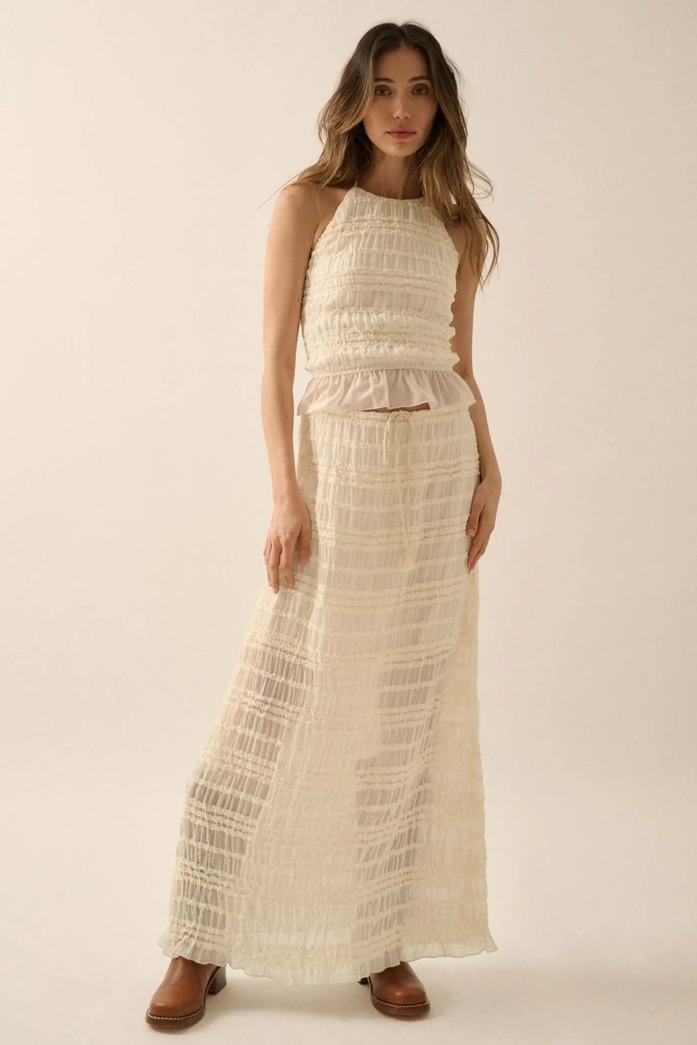 Whisper My Name Ruffled Chiffon Maxi Skirt