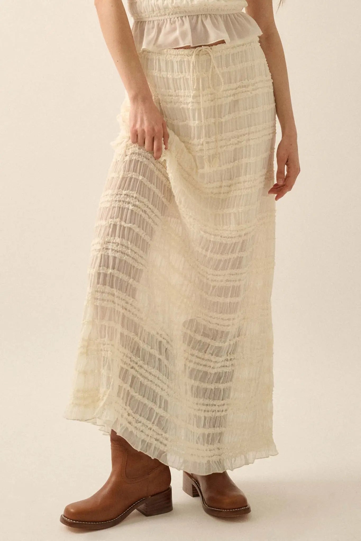 Whisper My Name Ruffled Chiffon Maxi Skirt