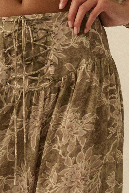 Well Beloved Floral Chiffon Drop-Waist Maxi Skirt