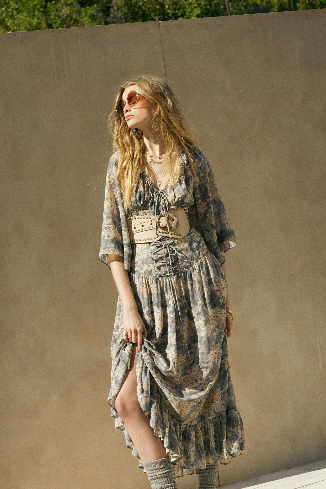 Well Beloved Floral Chiffon Drop-Waist Maxi Skirt