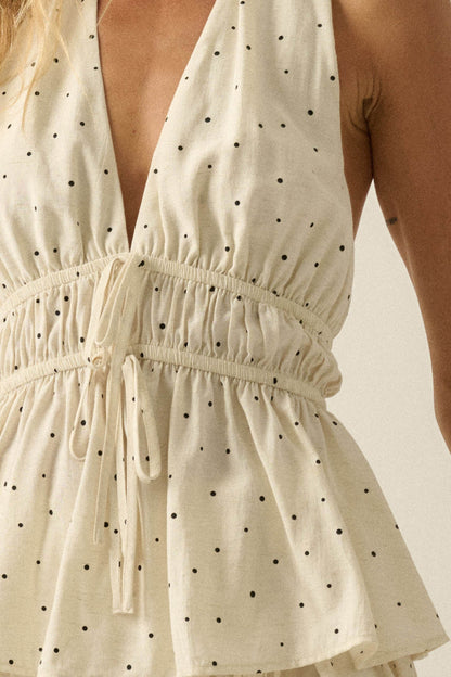 Hit the Spot Polka Dot Peplum Halter Top