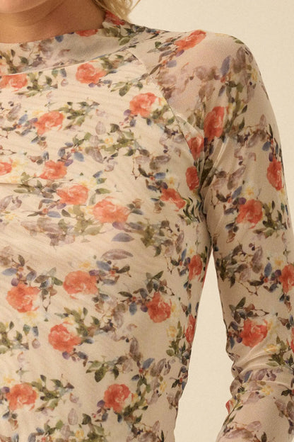 Dream Garden Floral Mesh Thumbhole Top