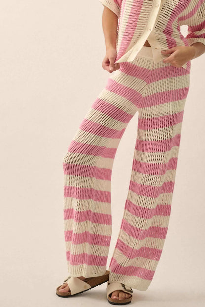 Knit Pick Striped Crochet Knit Sweater Pants