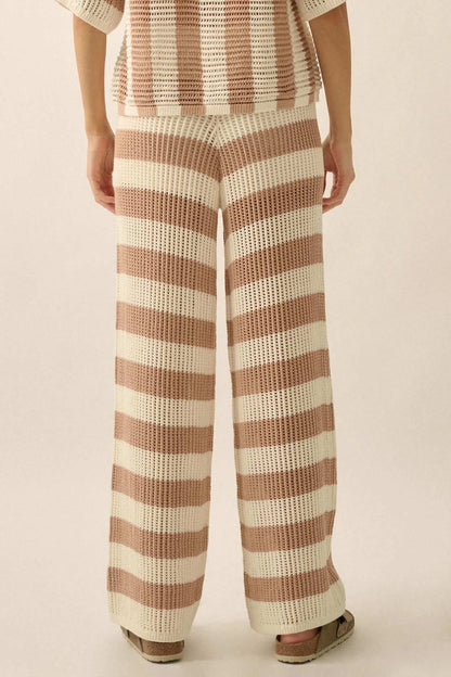 Knit Pick Striped Crochet Knit Sweater Pants