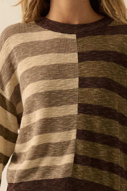 Double Feature Colorblock Striped Knit Sweater