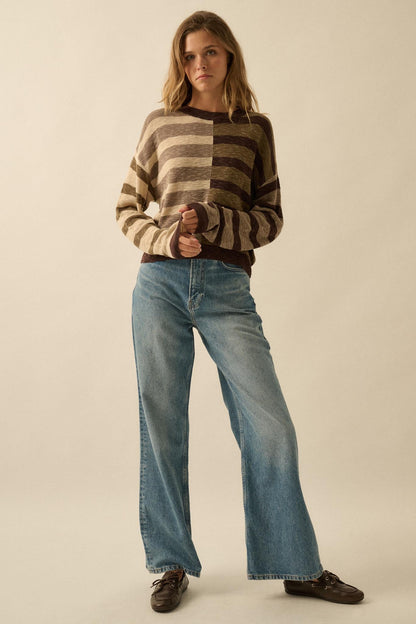 Double Feature Colorblock Striped Knit Sweater