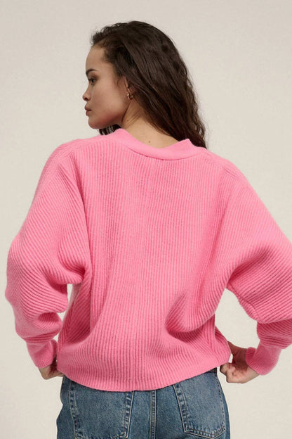 Stay Close Ribbed Knit Dolman Cardigan Sweater