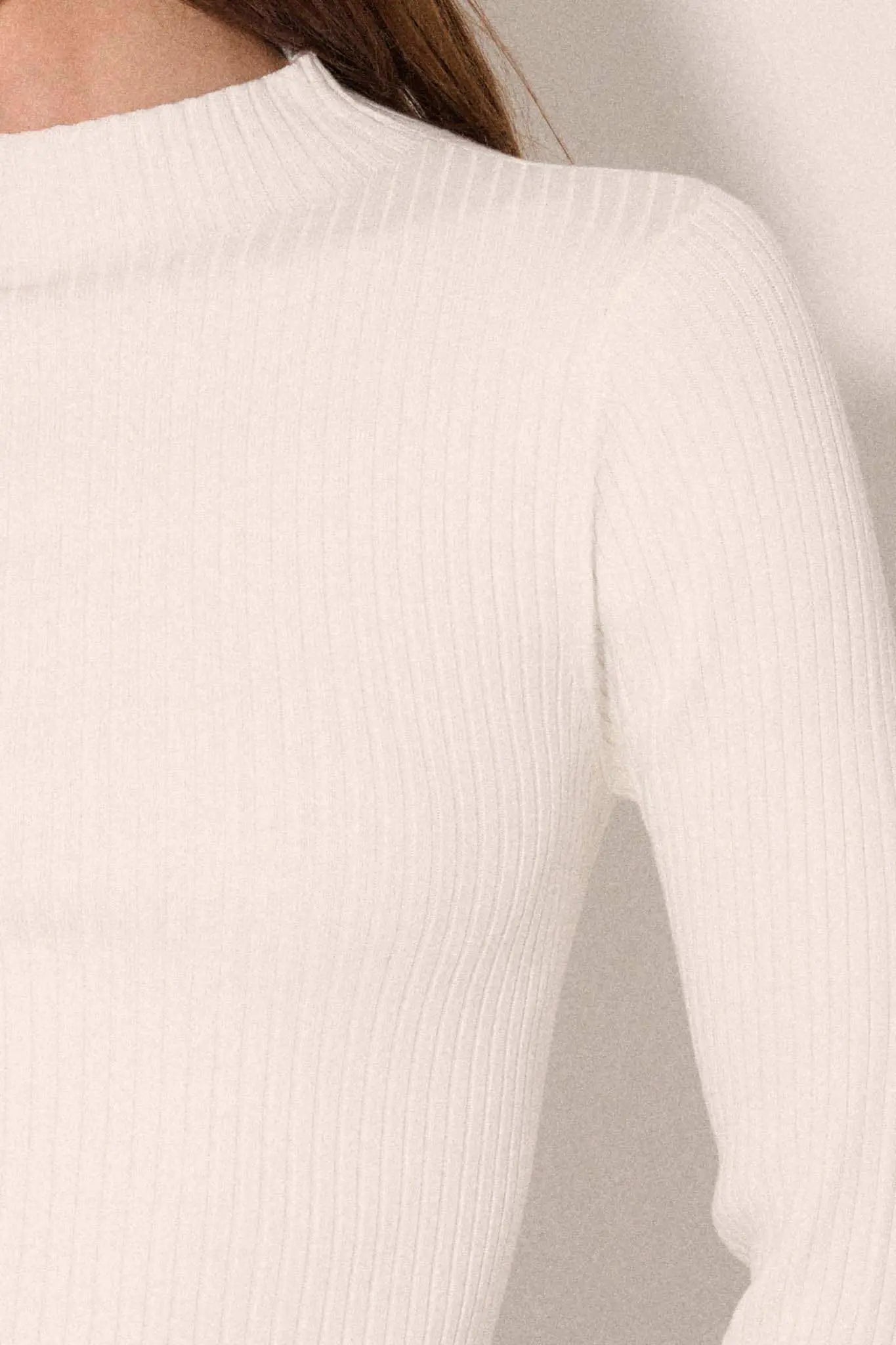 Shaper Fit Mock Neck Long-Sleeve Rib-Knit Top
