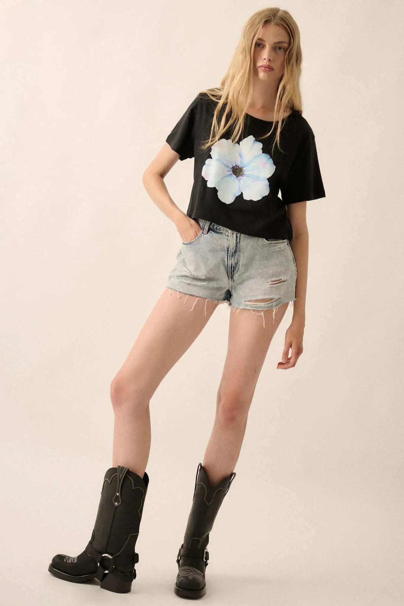 Watercolor Blossom Garment-Dyed Floral Graphic Tee