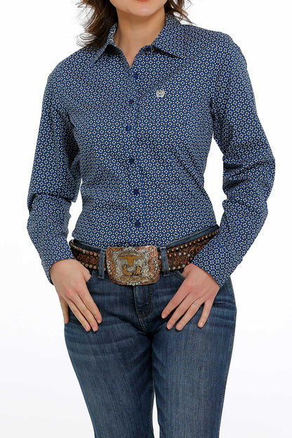 Cinch Ladies Royal Blue Diamond Print Shirt