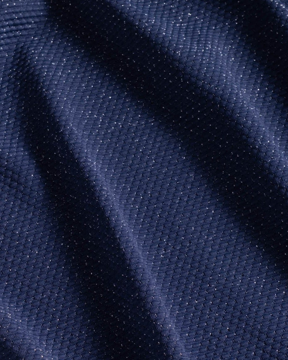 Belted Hi Waist Hi Leg Bottom In Marine Blue Metallic