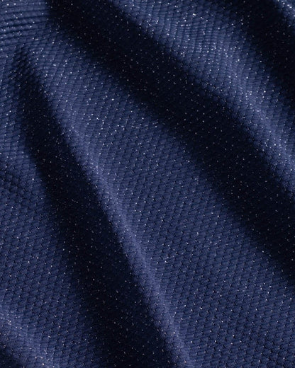 Belted Hi Waist Hi Leg Bottom In Marine Blue Metallic