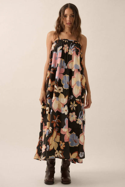 Growing Places Textured Floral Tiered Maxi Dress