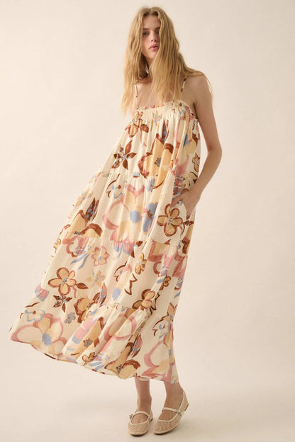 Growing Places Textured Floral Tiered Maxi Dress