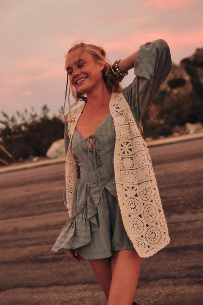 Life Is Sweet Striped Ruffle Tie-Front Romper