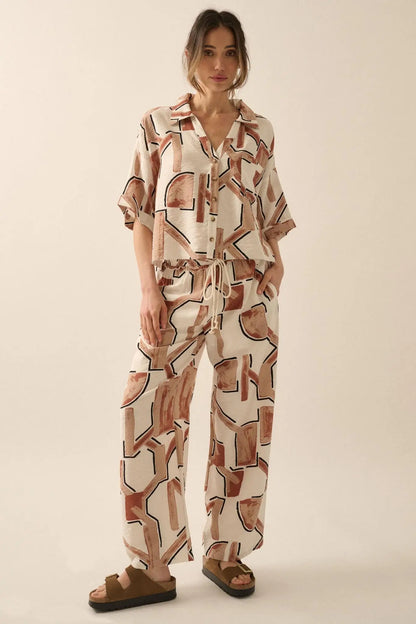 Timeless Journey Abstract-Print Wide-Leg Pants