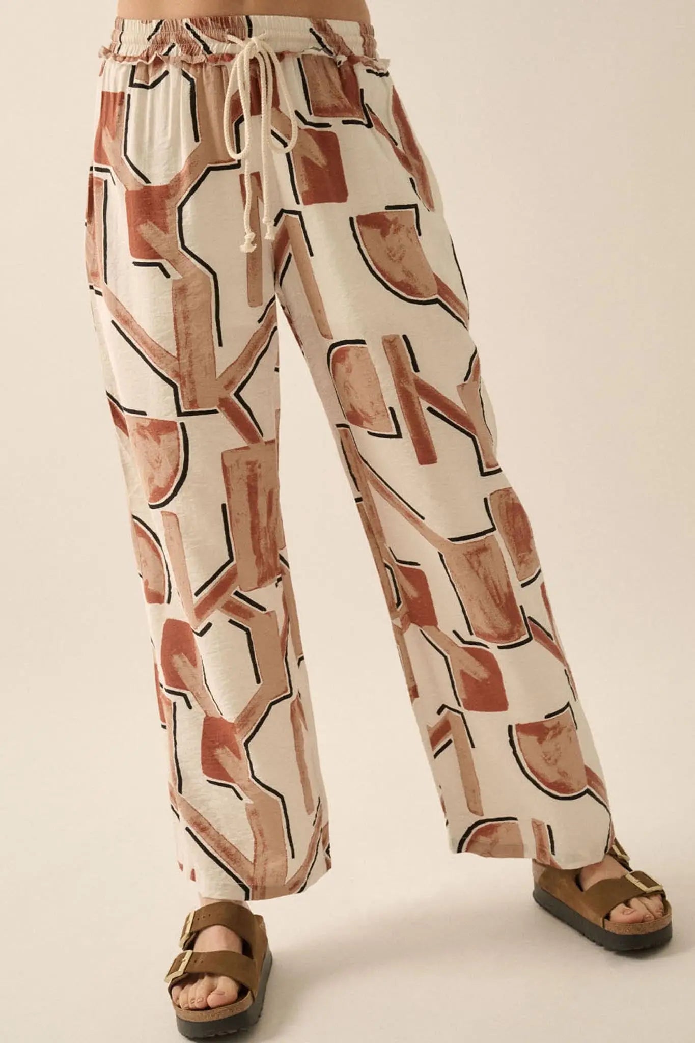 Timeless Journey Abstract-Print Wide-Leg Pants