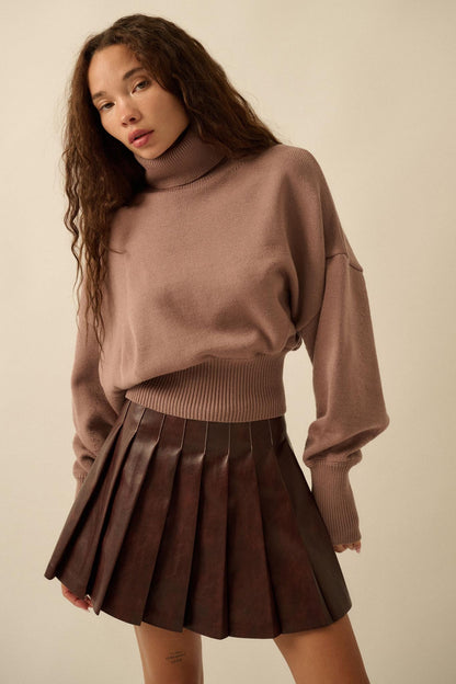 Brat Attack Pleated Vegan Leather Mini Skirt