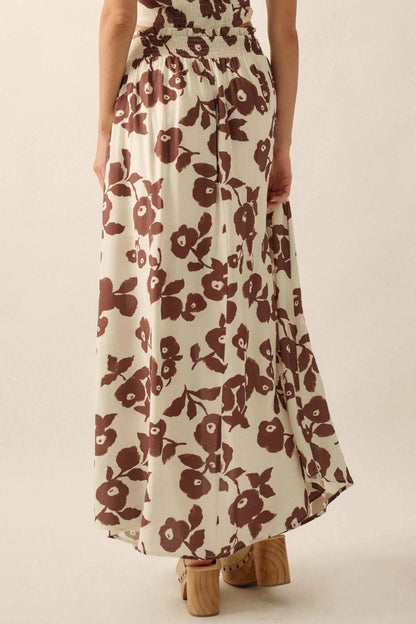 Pretty Poppies Floral Button-Front Maxi Skirt