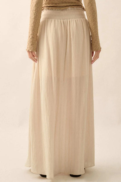 Starting Now Tonal-Stripe Button-Front Maxi Skirt