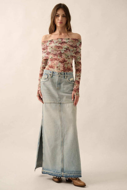 Tender Petals Floral Mesh Foldover Bodysuit