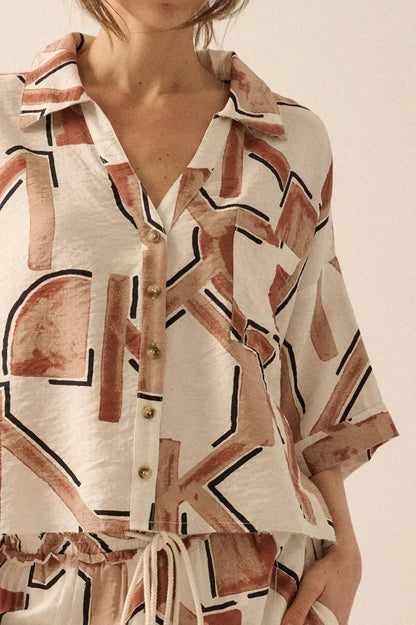 Hidden Realm Abstract-Print Pocket Camp Shirt