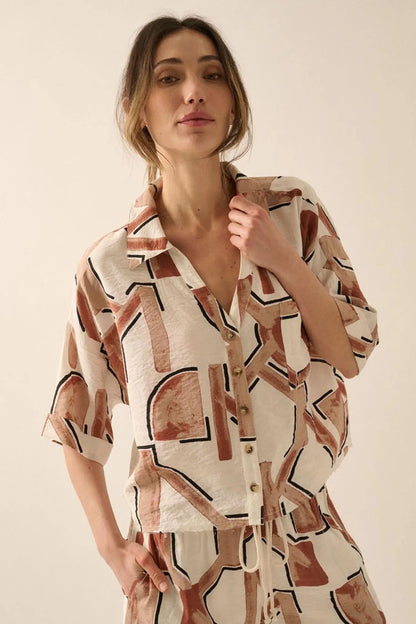 Hidden Realm Abstract-Print Pocket Camp Shirt
