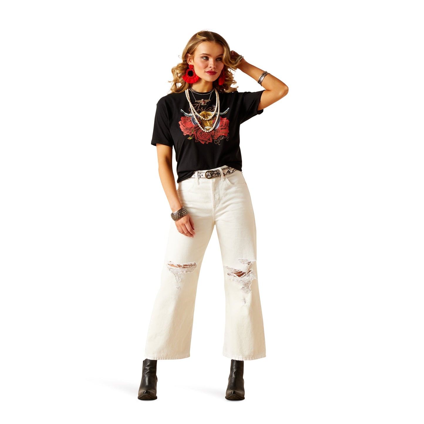 Ariat Ladies Ultra High Rise Tomboy Wide Crop Leg Jeans