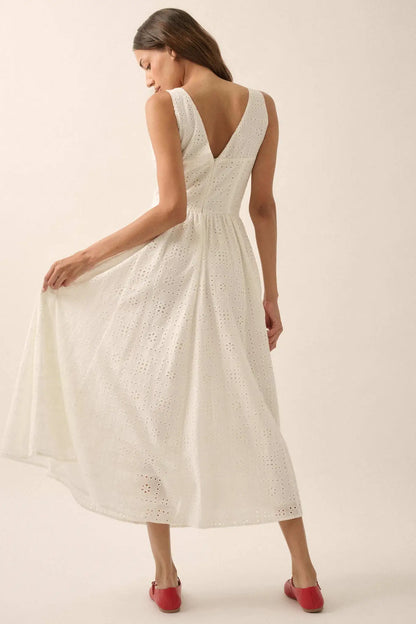 Pristine Dream Eyelet Lace Corset Midi Dress