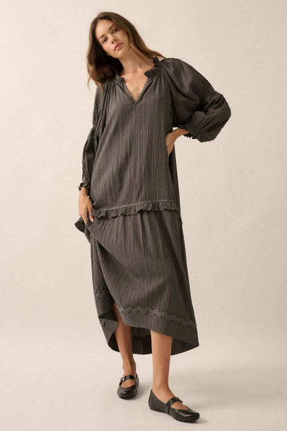 Peaceful Prairie Textured Tiered Maxi Dress