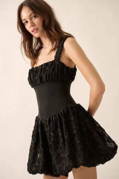 Bubbly Blooms 3D Floral Lace Bubble Mini Dress