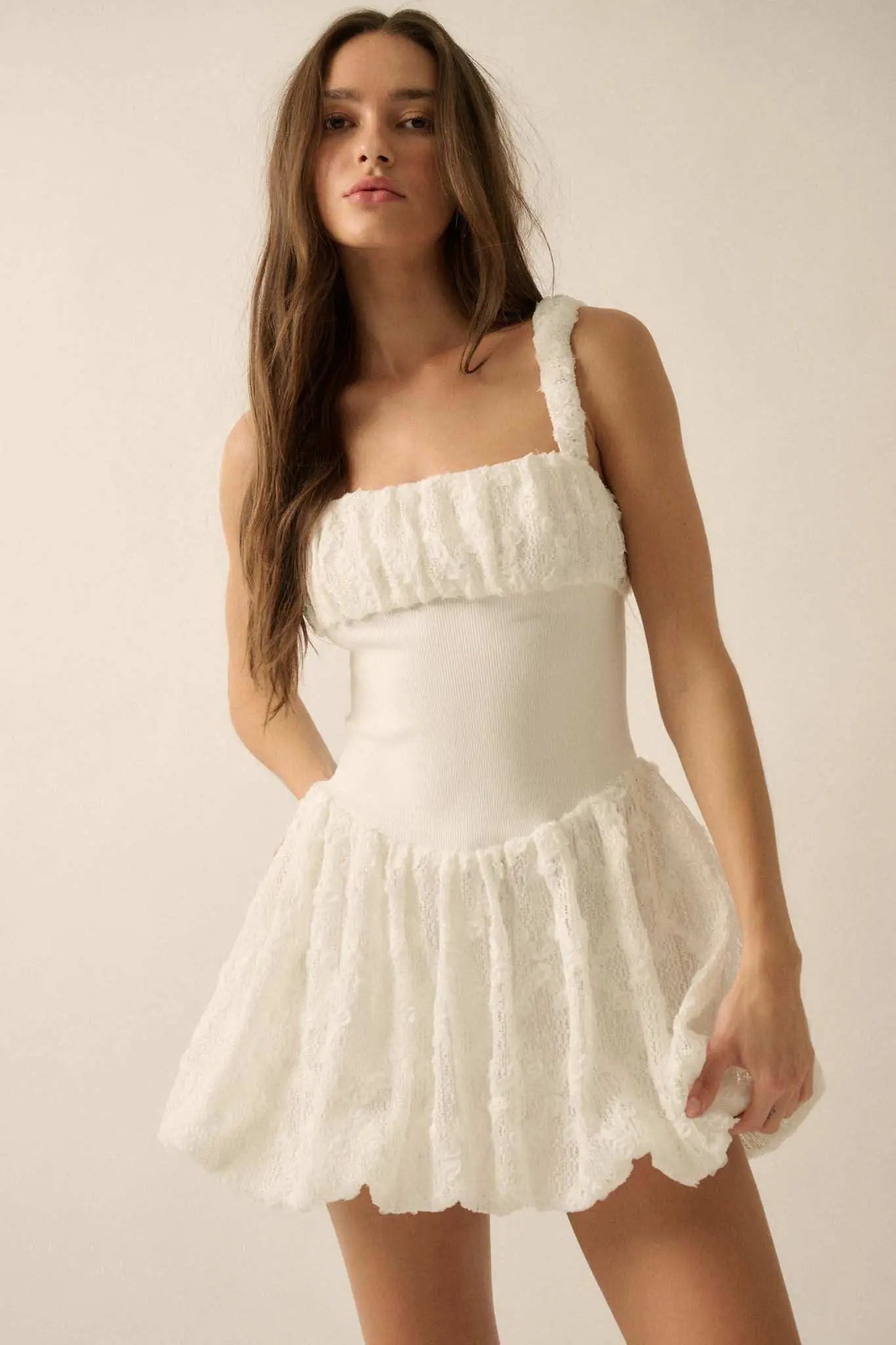 Bubbly Blooms 3D Floral Lace Bubble Mini Dress